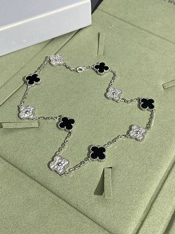 Okify VCA Silver Necklace Black And Diamonds