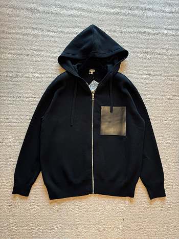 Okify Loewe Wool Zip-up Hoodie Jacket Black Unisex