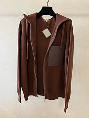 Okify Loewe Wool Zip-up Hoodie Jacket Brown Unisex - 3