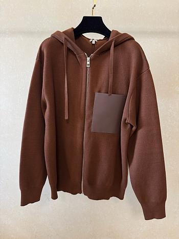 Okify Loewe Wool Zip-up Hoodie Jacket Brown Unisex