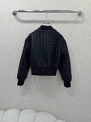 Okify Bottega Veneta Black Woven Leather Collar Motorcycle Jacket Unisex - 4