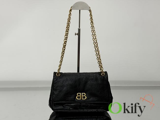 Okify Balenciaga Monaco Mini Bag Black Gold Hardware 24.8x22x12cm - 1