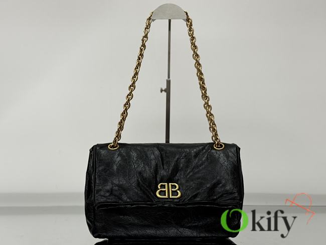 Okify Balenciaga Monaco Small Bag Black Gold Hardware 28x18x10cm - 1