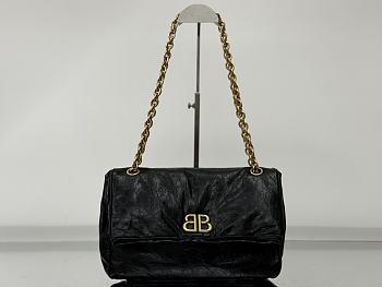 Okify Balenciaga Monaco Small Bag Black Gold Hardware 28x18x10cm