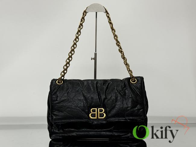 Okify Balenciaga Monaco Medium Bag Black Gold Hardware 32.5x22x10cm - 1