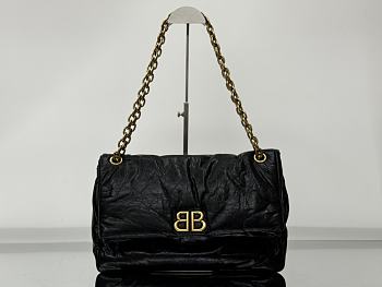Okify Balenciaga Monaco Medium Bag Black Gold Hardware 32.5x22x10cm