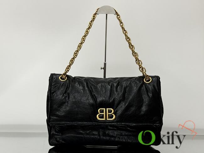 Okify Balenciaga Monaco Large Bag Black Gold Hardware 43.5x32x13cm - 1