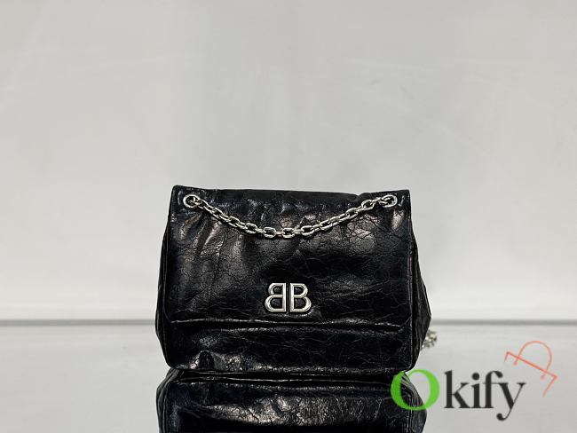 Okify Balenciaga Monaco Mini Bag Black Silver Hardware 24.8x22x12cm - 1