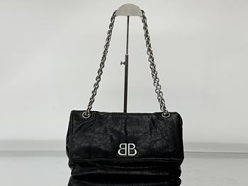 Okify Balenciaga Monaco Small Bag Black Silver Hardware 28x18x10cm