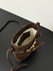 Okify MiuMiu Dark Brown Suede Pouch 19x17x4.5cm - 3