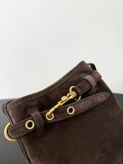 Okify MiuMiu Dark Brown Suede Pouch 19x17x4.5cm - 5