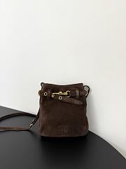 Okify MiuMiu Dark Brown Suede Pouch 19x17x4.5cm - 1