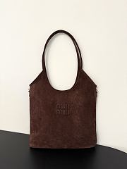 Okify MiuMiu Ivy Bag Dark Brown Suede 35x40cm - 1