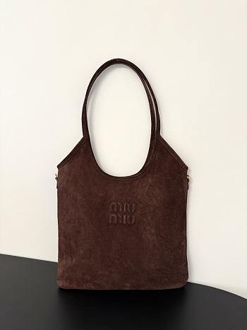 Okify MiuMiu Ivy Bag Dark Brown Suede 35x40cm