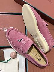 Okify Loro Piana Women Loafers Silver Hardware Pink  - 3