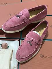 Okify Loro Piana Women Loafers Silver Hardware Pink  - 5