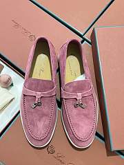 Okify Loro Piana Women Loafers Silver Hardware Pink  - 1