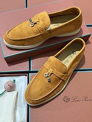 Okify Loro Piana Women Loafers Silver Hardware Yellow Brown - 2