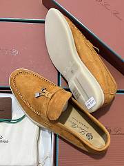 Okify Loro Piana Women Loafers Silver Hardware Yellow Brown - 3