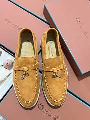 Okify Loro Piana Women Loafers Silver Hardware Yellow Brown - 1