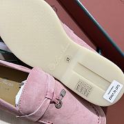Okify Loro Piana Women Loafers Silver Hardware Light Pink - 3