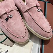 Okify Loro Piana Women Loafers Silver Hardware Light Pink - 5