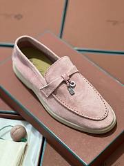 Okify Loro Piana Women Loafers Silver Hardware Light Pink - 4