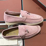 Okify Loro Piana Women Loafers Silver Hardware Light Pink - 6