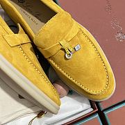 Okify Loro Piana Women Loafers Silver Hardware Yellow - 2