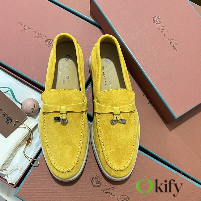 Okify Loro Piana Women Loafers Silver Hardware Yellow - 1