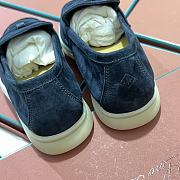 Okify Loro Piana Women Loafers Silver Hardware Dark Blue - 4