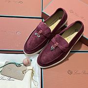 Okify Loro Piana Women Loafers Silver Hardware Purple Pink - 6