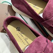 Okify Loro Piana Women Loafers Silver Hardware Purple Pink - 4