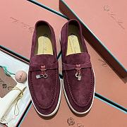 Okify Loro Piana Women Loafers Silver Hardware Purple Pink - 1