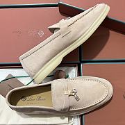 Okify Loro Piana Women Loafers Silver Hardware Light Beige - 4