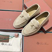 Okify Loro Piana Women Loafers Gold Hardware Light Beige - 6