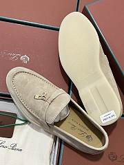 Okify Loro Piana Women Loafers Gold Hardware Light Beige - 5