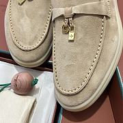 Okify Loro Piana Women Loafers Gold Hardware Light Beige - 4