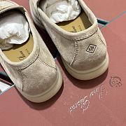 Okify Loro Piana Women Loafers Gold Hardware Light Beige - 2