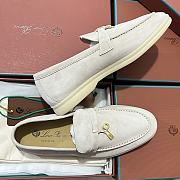 Okify Loro Piana Women Loafers Gold Hardware White - 6