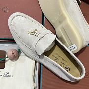 Okify Loro Piana Women Loafers Gold Hardware White - 3