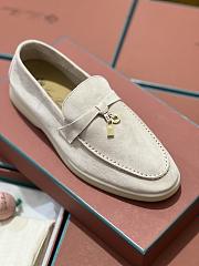 Okify Loro Piana Women Loafers Gold Hardware White - 4