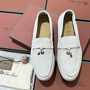 Okify Loro Piana Women Loafers Silver Hardware White - 1