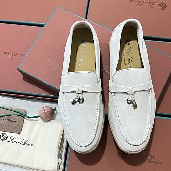 Okify Loro Piana Women Loafers Silver Hardware White