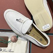 Okify Loro Piana Women Loafers Silver Hardware White - 4