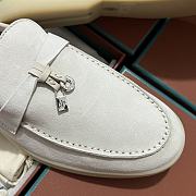 Okify Loro Piana Women Loafers Silver Hardware White - 2