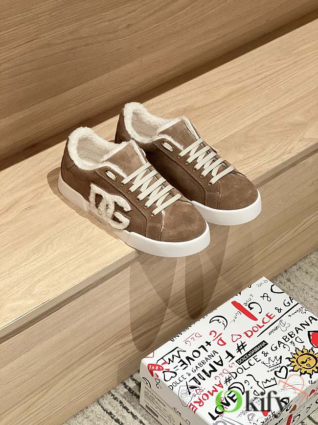 Okify Dolce & Gabbana Brown Wool Sneakers Unisex - 1