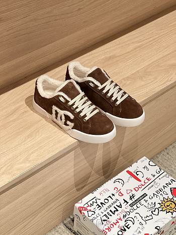 Okify Dolce & Gabbana Dark Brown Wool Sneakers Unisex