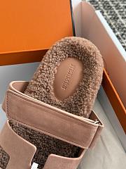 Okify Hermes Women Wool Slippers Pink  - 2