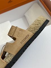 Okify Hermes Women Wool Slippers Light Brown - 5